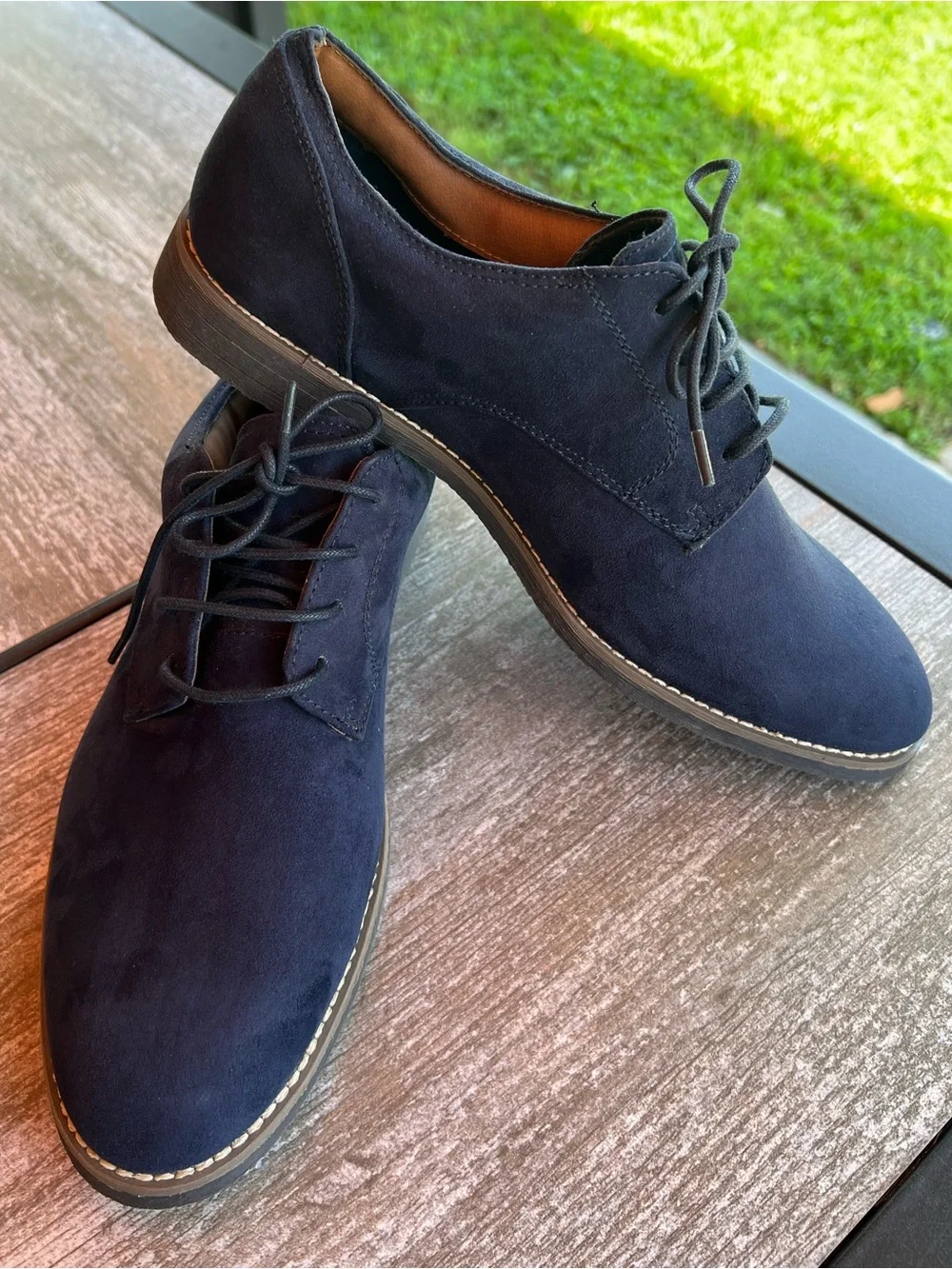 H&M Men's Blue Faux Suede Derby Shoes Oxfords Size 9 (EUR 42) NWOT